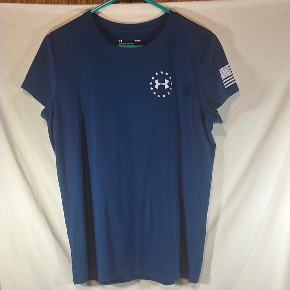 Under Armour Navy Tee with Graphic and Flag